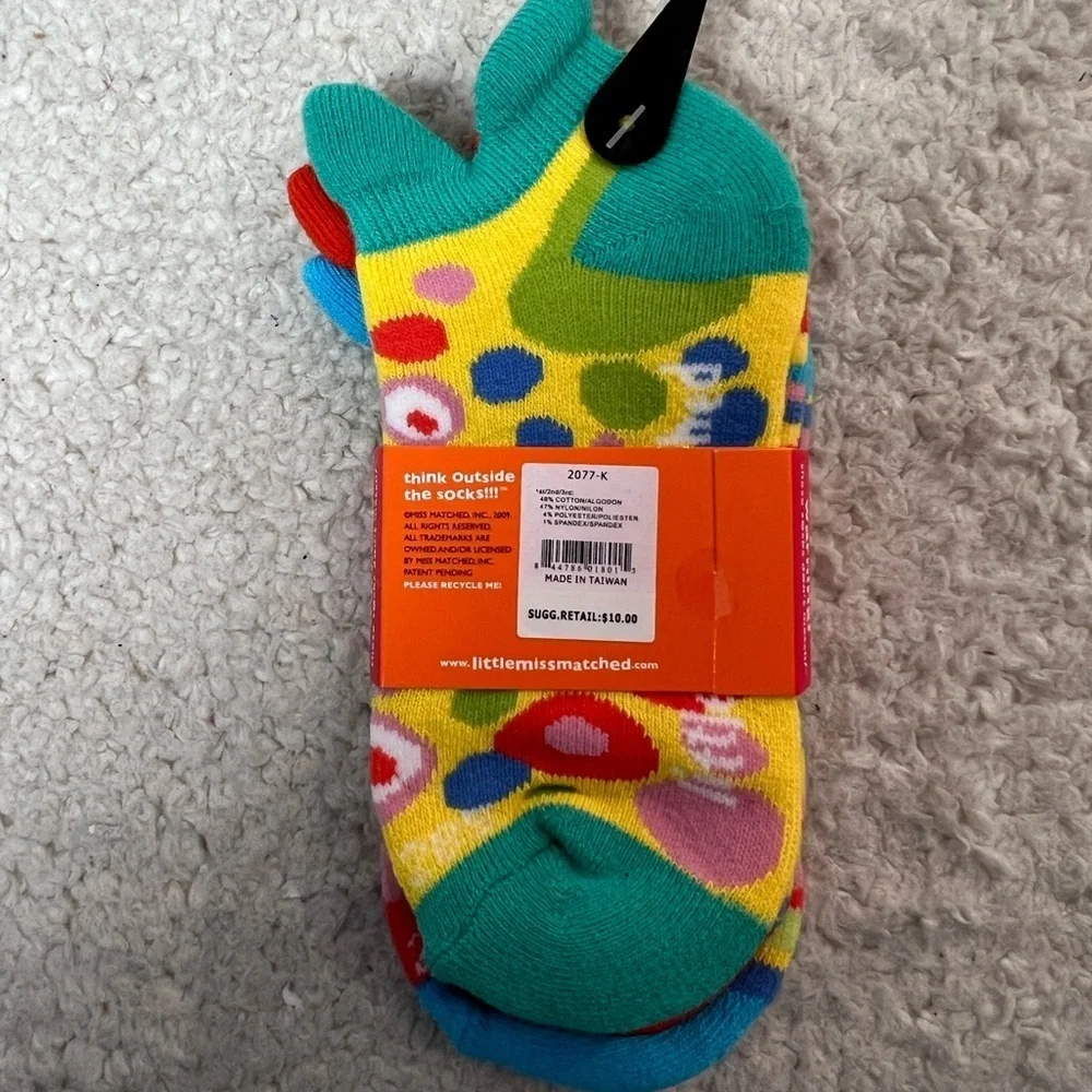 Little Miss Matched Colorful Sporty Socks Shoe Liners for Kids